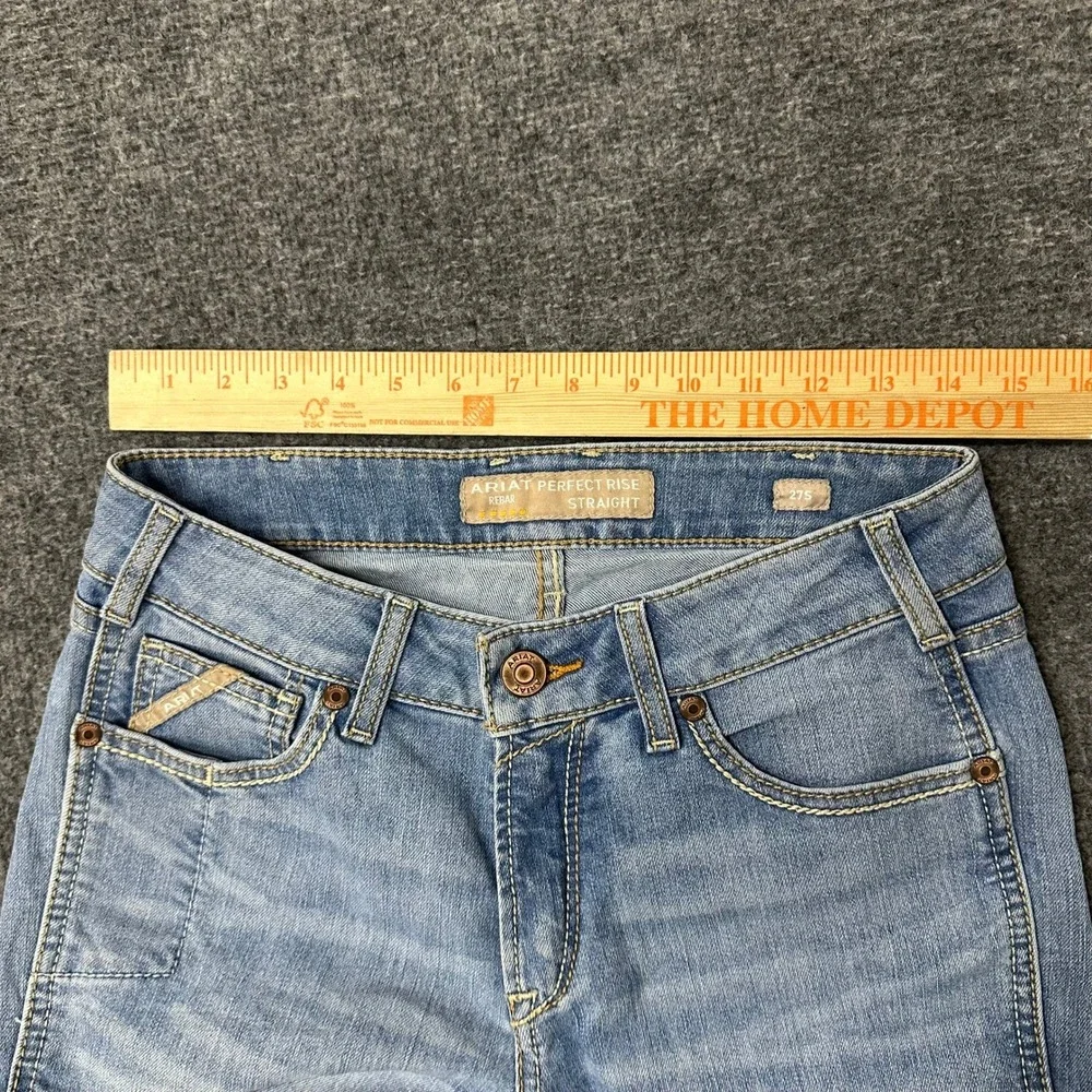 Ariat Jeans Womens Size 27S Blue Rebar Perfect Rise Straight Leg Work Denim